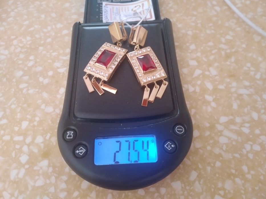 Зол серьги без веса камней 585*.