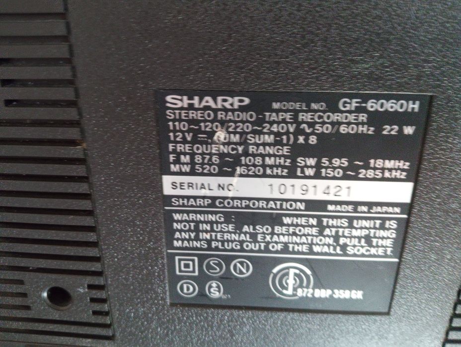 Radiocasetofon sharp gf 6060