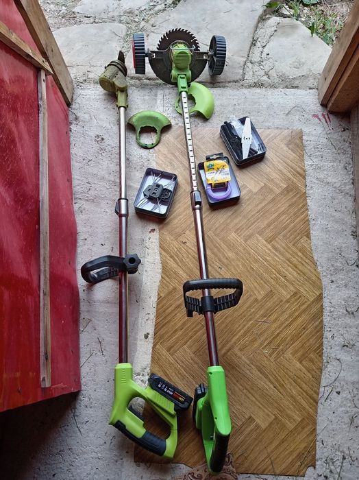 Pachet 3 bucăți trimmer, coasă electrică cu acumulator și priză