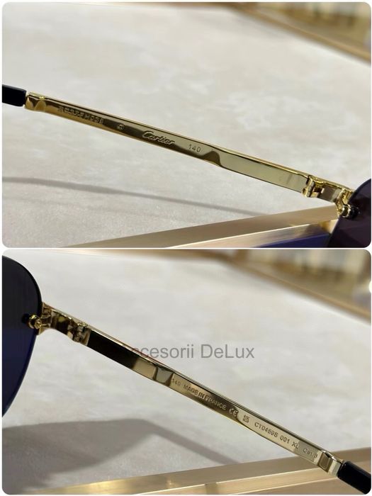 Ochelari de Soare Cartier CT0459S Square Photocrimic Lens Noi Full Box [Verificare Colet] Shiny Gold