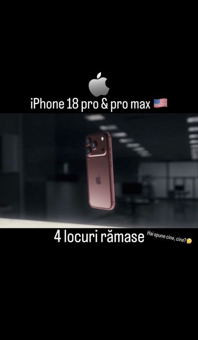 Iphone 18 pro 256gb 7000 ron si 18 pro max 256gb 7800 ron din america, eSIM, compatibil in orice retea, autonomia bateriei mai mare cu eSIM