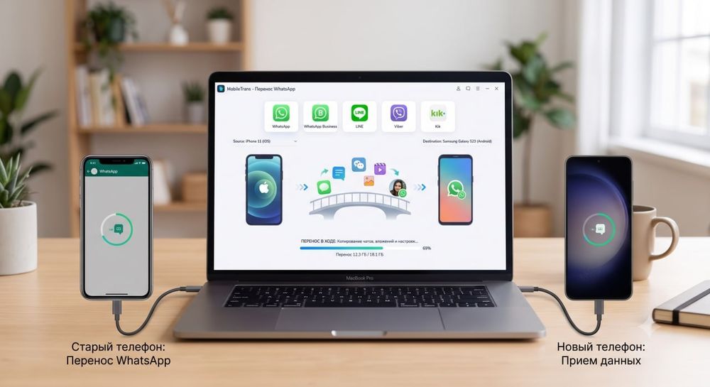 Перенос WhatsApp с Android на iPhone или наоборот
