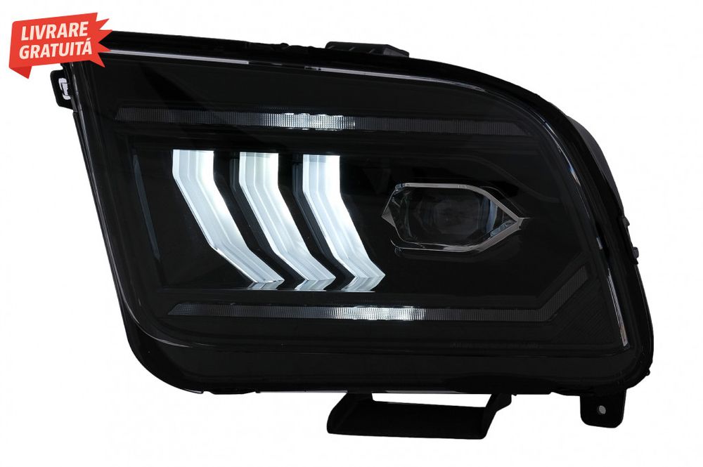 Faruri Full LED Ford Mustang V Pre-Facelift (2005-2009) Negru cu Semna