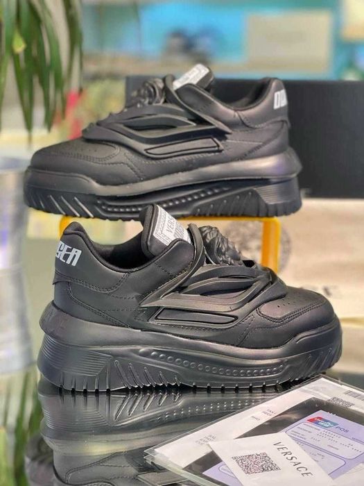 Adidași~sneakers high-top bărbați Versace Odissea Black (săculeț de transport CADOU/Livrare cu verificare)