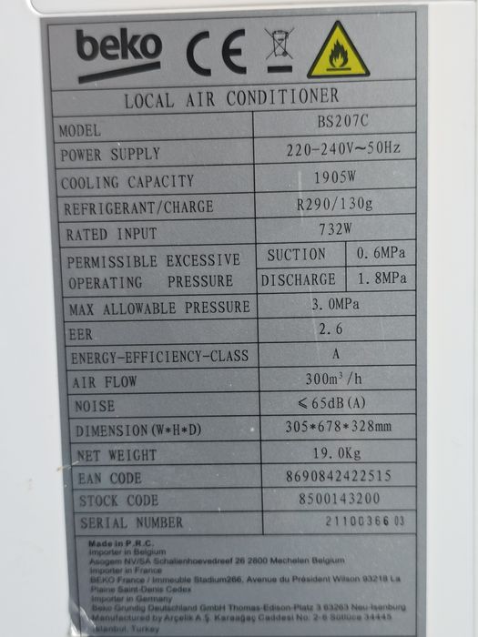 Aer conditiona mobil BEKO