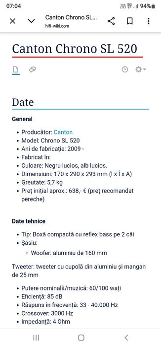 Boxe canton chrono 520  SL