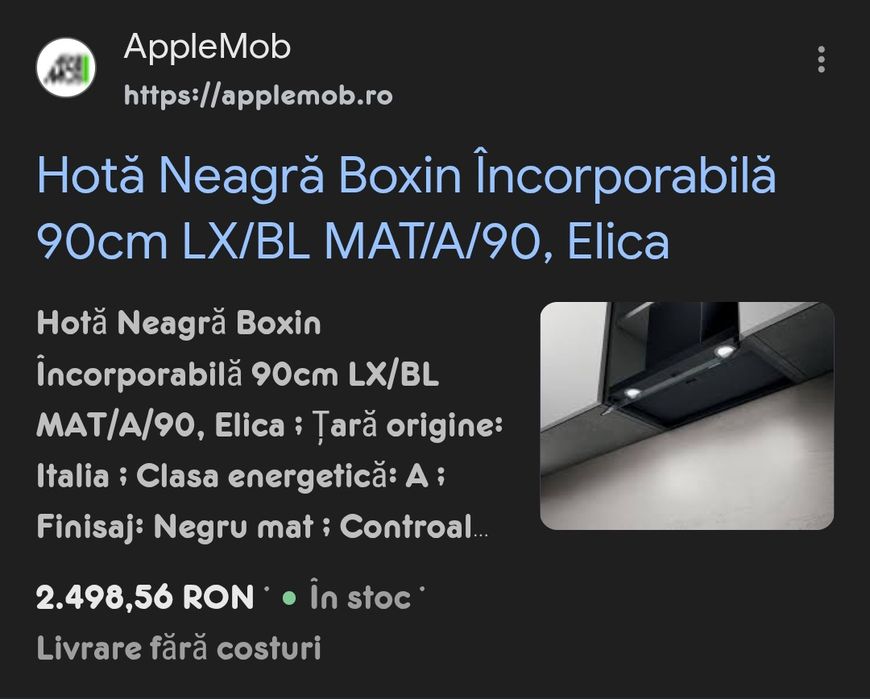 Vand Hotă de Bucatarie