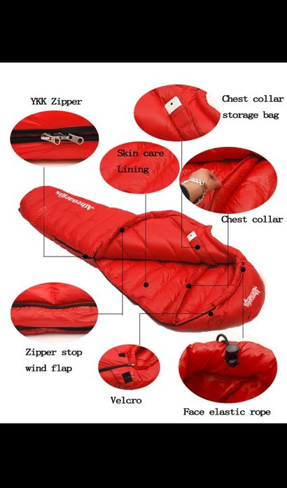 Sac dormit iarnă, puf gâscă 3000g, -35/-45 grade