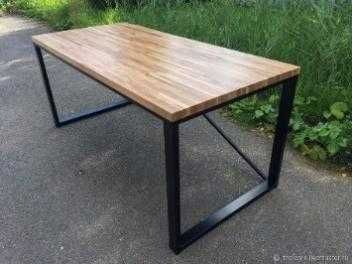 Стол в стиле LOFT с массивной деревянной столешницей