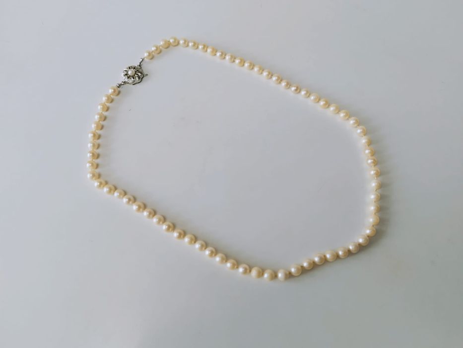 Vechi colier perle naturale cultura,inchizatoare aur 14K 585 JKa,copii