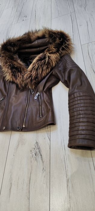 Кожено яке,естествена кожа, с качулка косъм, Patricia Pepe,Liu Jo,Avin