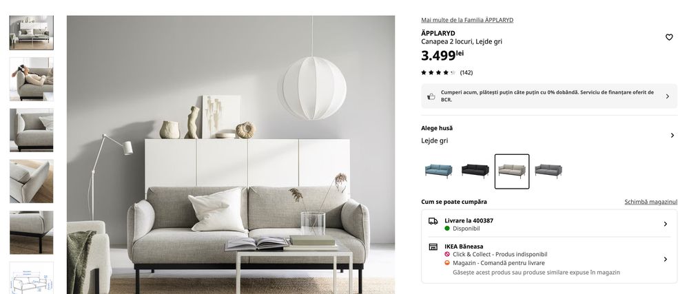 Canapea IKEA APPLARYD, saltea cu pocket spring, stare excelenta