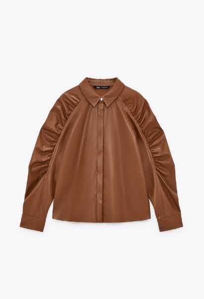 Кожена връхна риза/яке Zara, размер S