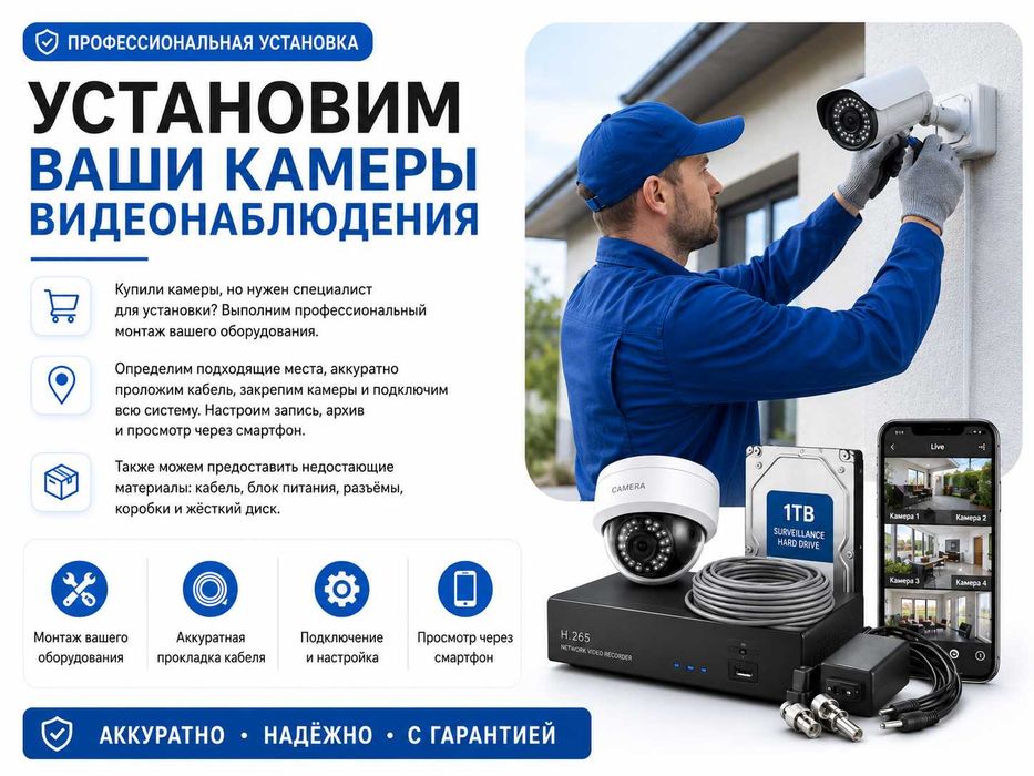 Установим ваши камеры видеонаблюдения