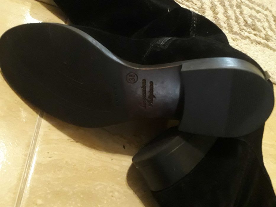 Cizme piele naturala 36-36,5 cu siret la spate