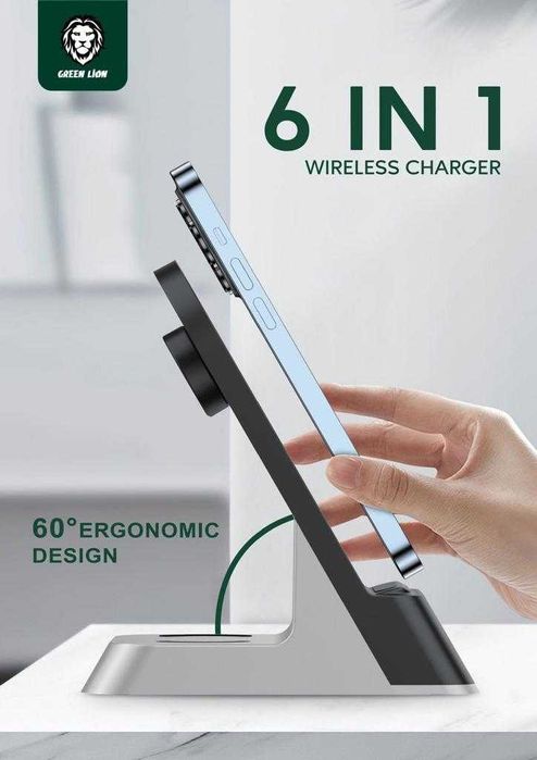 Green Lion 6 в 1 беспроводной зарядка 15W для iPhone iWatch AirPods