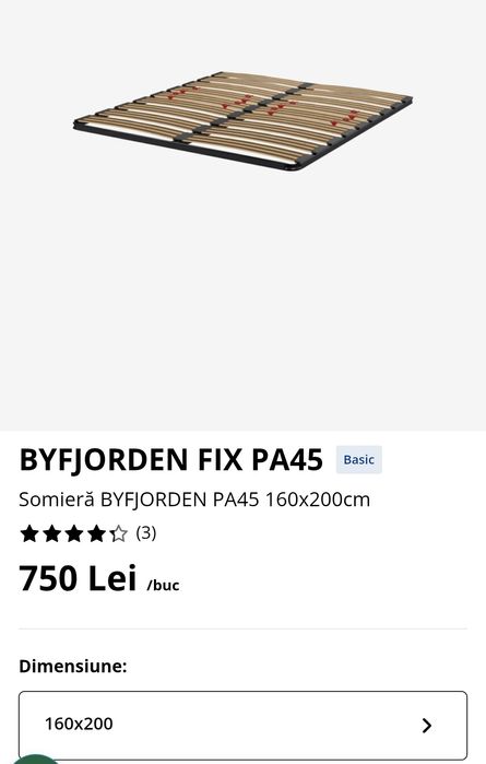 Pat matrimonial 160x200 +somiera+saltea Jysk