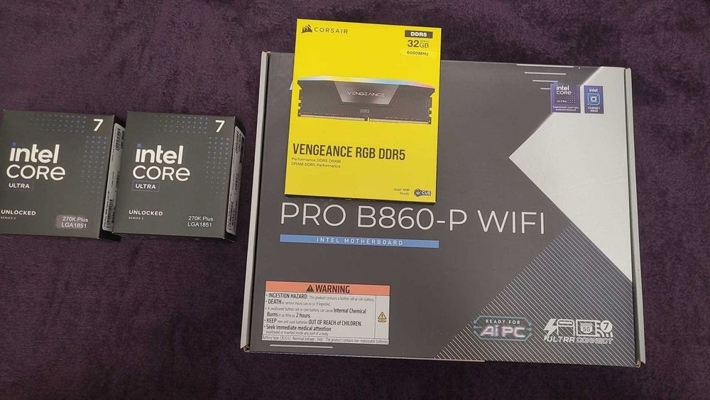 kit gaming Intel Core Ultra 7 270K Plus + msi b860 p wifi ,24 nuclee,nou, sigilat