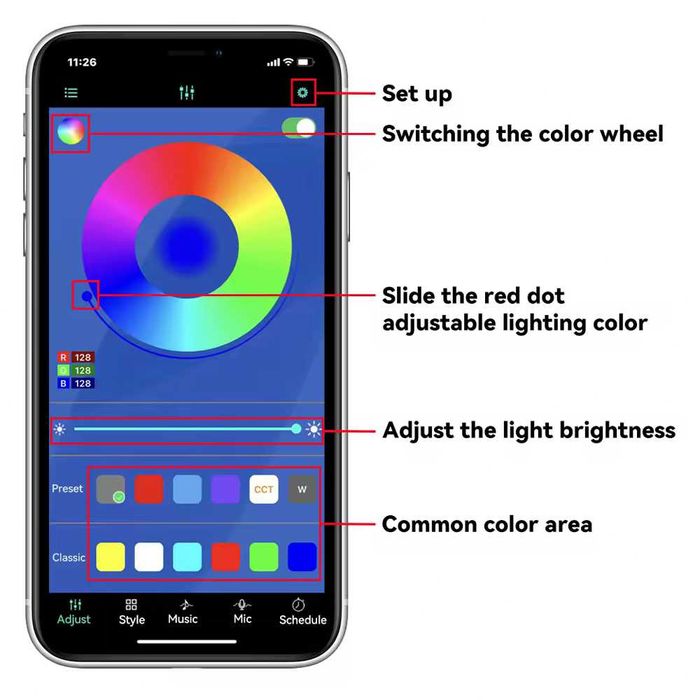 RGB LED Ленти за Под Купето на Автомобил APP 90/120 см Neon 12V