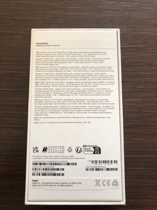 Iphone 15 pro 128gb natural titanium