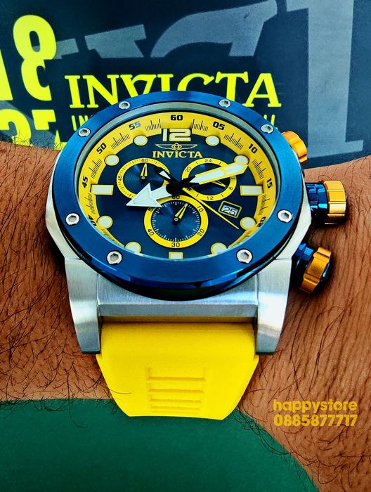 часовник INVICTA Sea Hunter Yellow 54 mm, Инвикта нов ръчен часовник