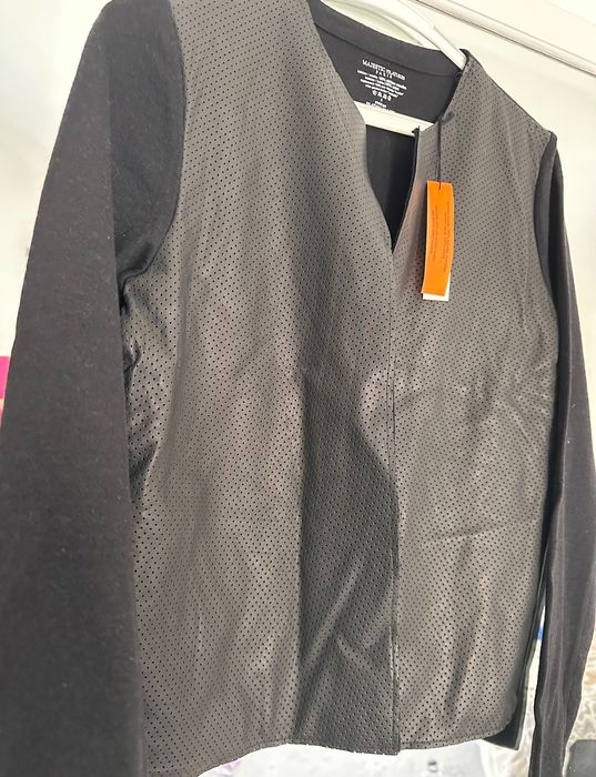 Sacou/cardigan Majestic Paris, M/L lana/ piele naturala