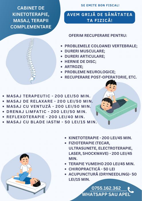 KinetMed - Masaj/kinetoterapie/chiropractica/acupunctura/ventuze etc
