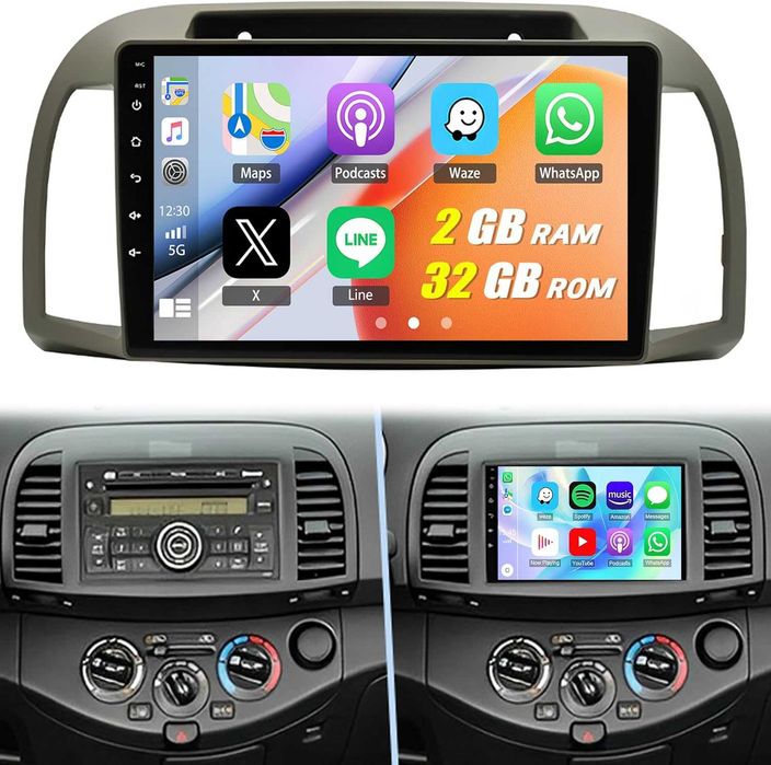 Мултимедия Двоен дин Nissan Micra K12 Навигация плеър Android 2DIN