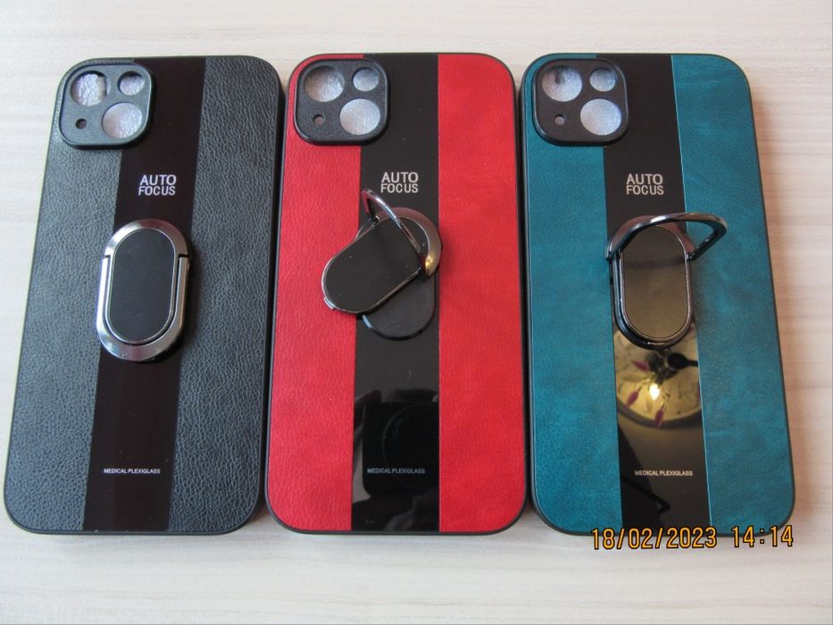 iPhone 14 14+ 14 Pro 14 Pro Max / PORSCHE кожен кейс с пръстен