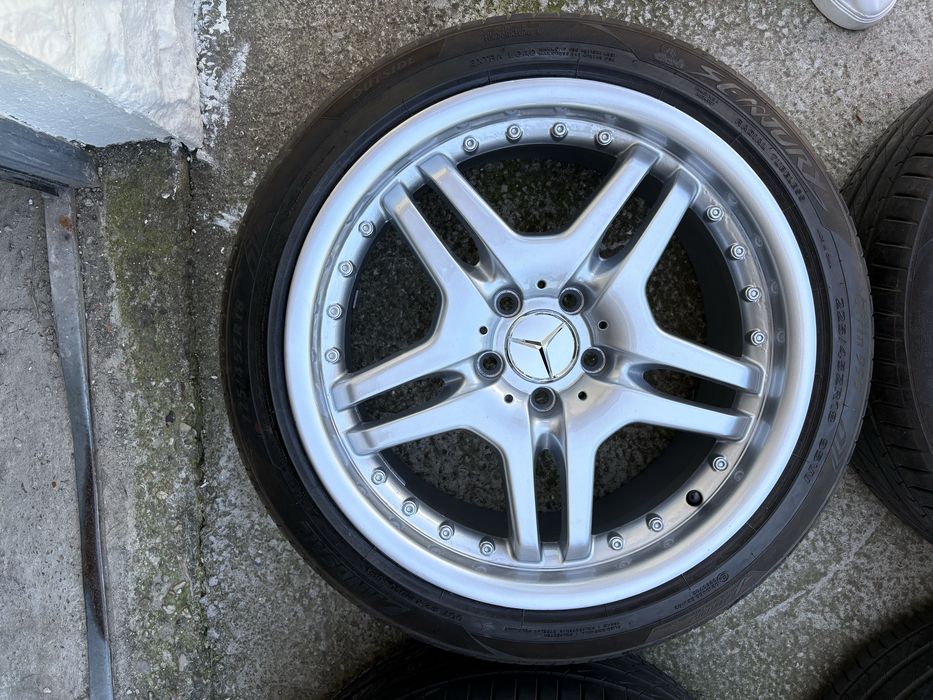 Jante Mercedes AMG 18” ET33 + anvelope vară foarte bune | Echilibrate | Capace noi