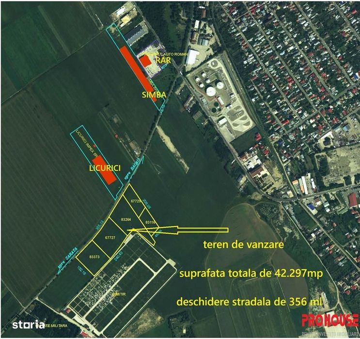 Teren intravilan 43.000 mp - deschidere 356 ml - Exclusiv PROHOUSE