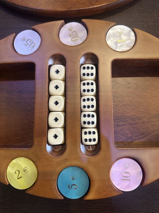 Set / trusa poker Argint & Lemn masiv
