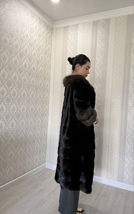 Шуба норка с соболем