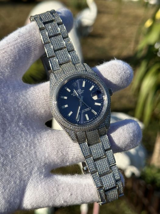 rolex datejust pave blue dial 41,mm