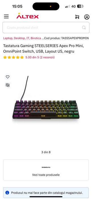 Tastatura Gaming STEELSERIES Apex Pro Mini, OmniPoint switch