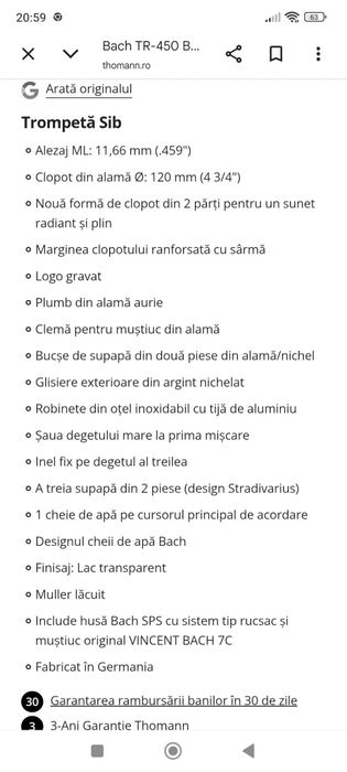 Trompeta Bach - cu garanție!