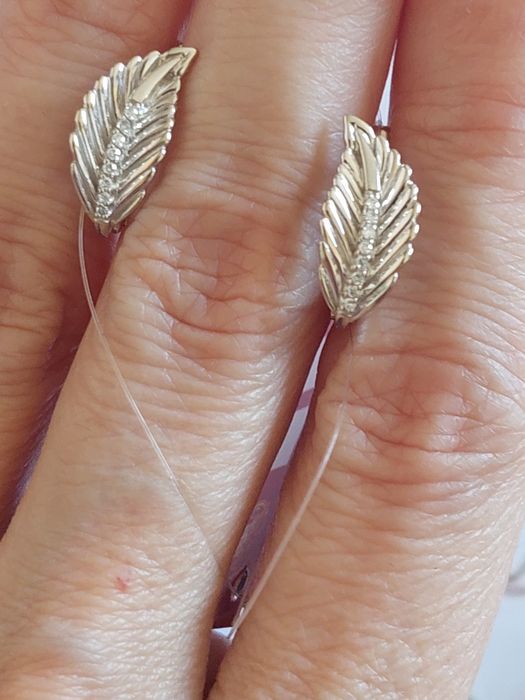 Золотой комплект,серьги с бриллиантами