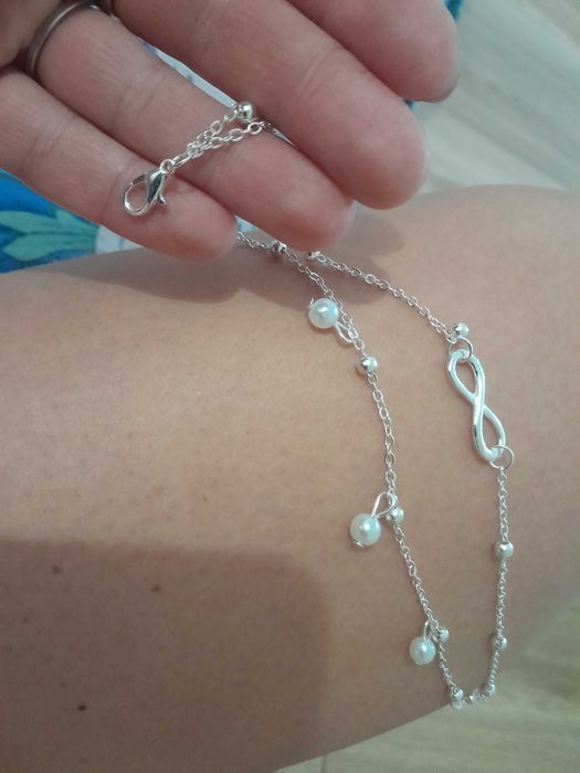 Bratara de picior,suflata argint, cu semnul infinitului