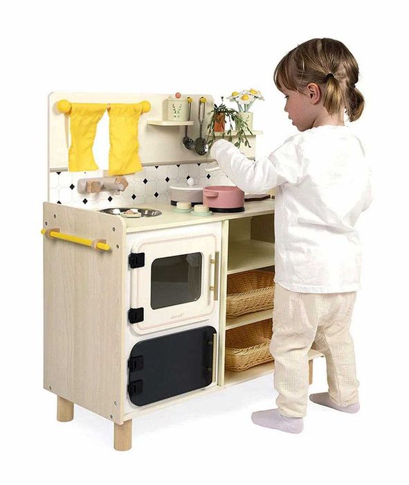 Bucatarie din lemn,JANOD,Shiny Grandma,cu 16 accesorii,85 cm,3 ani+