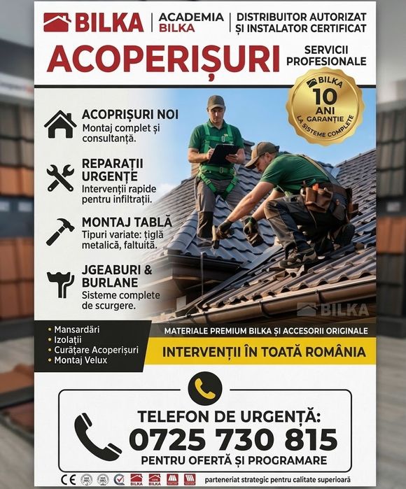 Construcții Acoperișuri noi Reparatii acoperis de urgență Tabla Țiglă ceramica Dulgherie Sisteme Pluviale