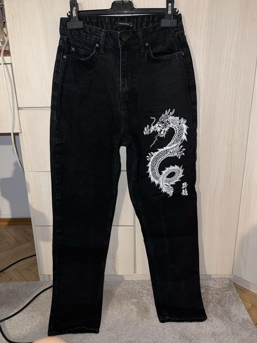 Blugi DAMA Imprimeu Dragon Trendyol