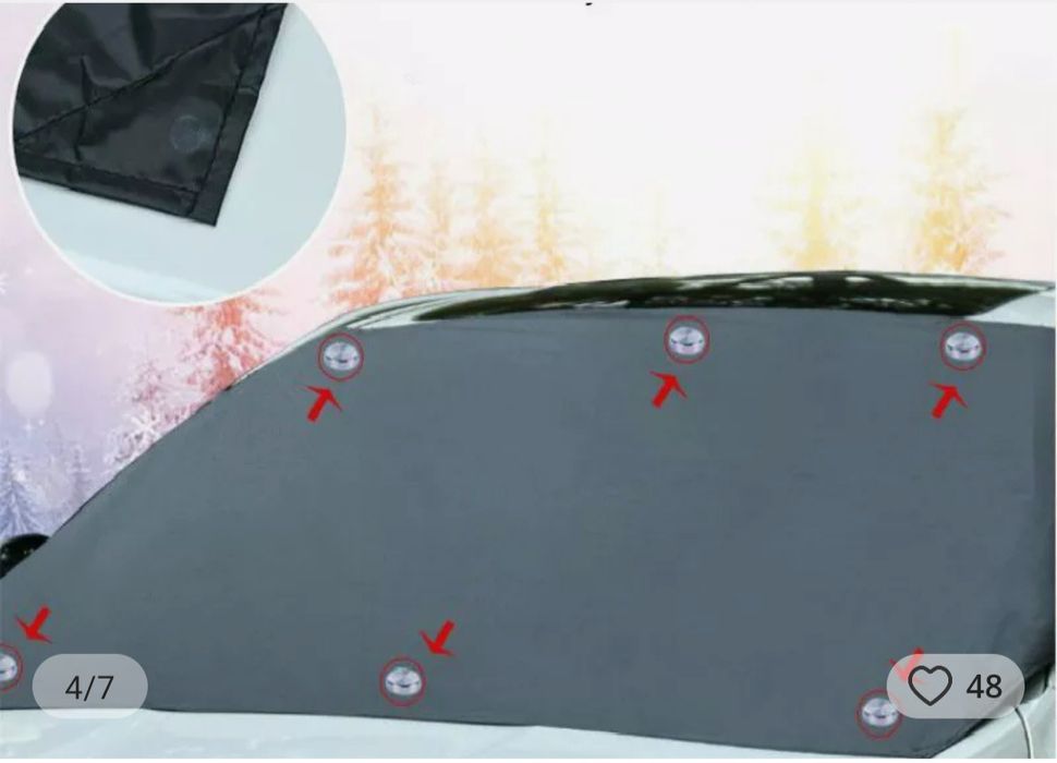 Лятно и зимно магнитно покривало за предно стъкло на автомобил