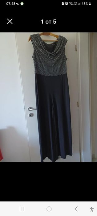 Черен прав летен дамски официален гащеризон размер L-XL на символична