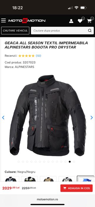 Geaca moto Alpin star Bogota pro6xl cu protectie spate si casca AGV K3