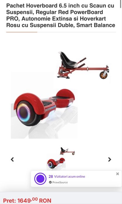 Pachet Hoverboard 6.5 inch cu Scaun cu Suspensii