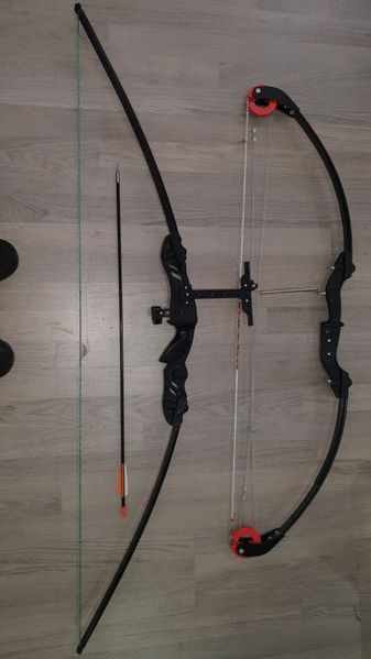 НОВ Лък спортен метален комплект с една стрела