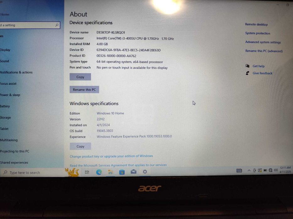 Laptop Acer Aspire + Mouse Logitech CADOU