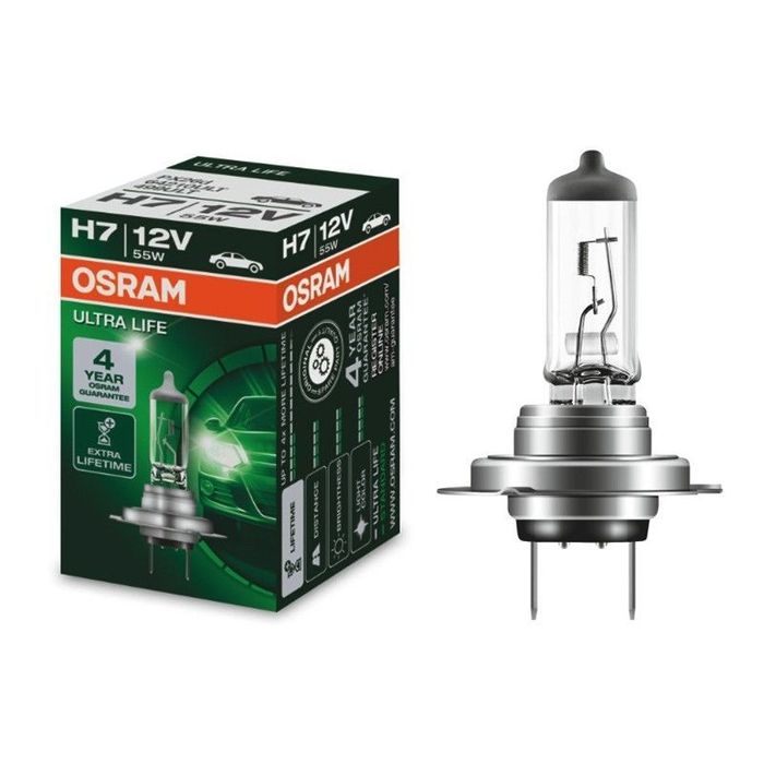 Bec auto halogen Osram H7 12V; 55W; ultralife; durabilitate quadrupla; Px26d; 64210ULT, 1 buc.