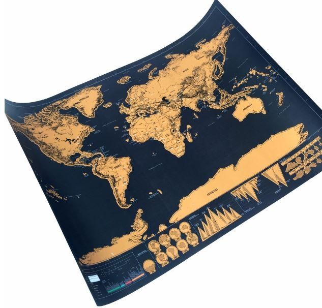 скреч карта на света карта за търкане с монета