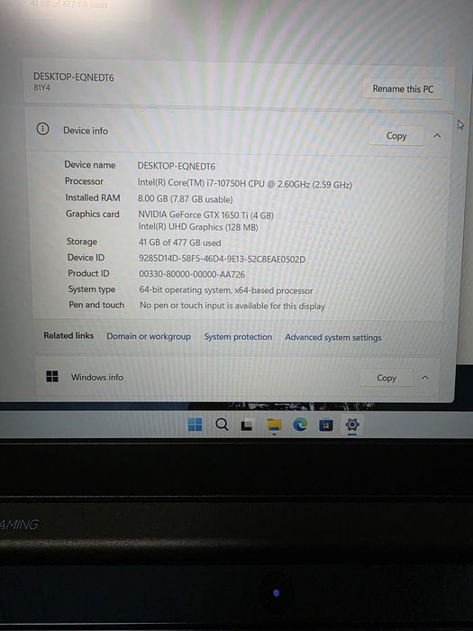 Laptop Gaming Lenovo Ideapad I7